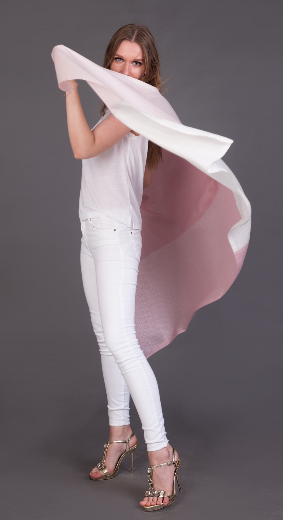 ANAE_P Шаль Anae pink, 70/190, розовый, 50% хлопок 50% модал PETRUSSE Santreyd 