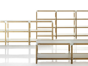 Деревянный секционный двухсторонний книжный шкаф