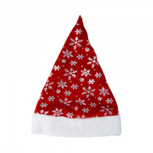 100-6 Колпак новогодний №04 Красный со снежинками