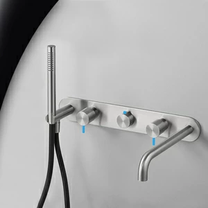 Смеситель для ванны матовая сталь с синей ручкой Toki Radomonte TKI52SCIL26