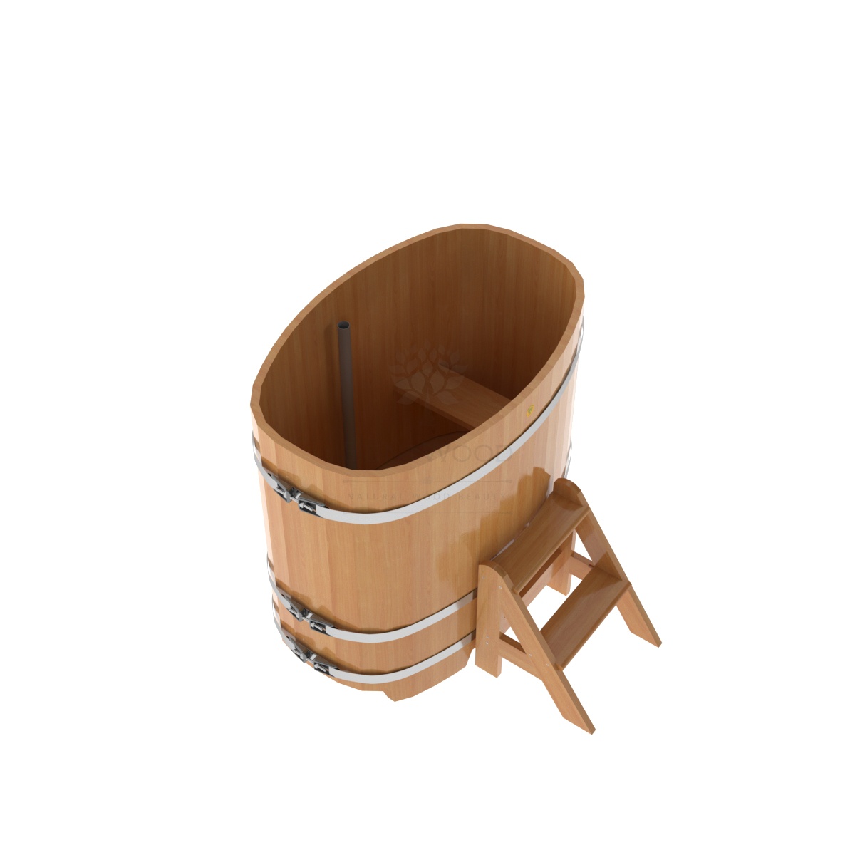 1144 Купель овальная из лиственницы 0,76х1,16х1,1 натуральная премиум Alyarus  - Вид №1