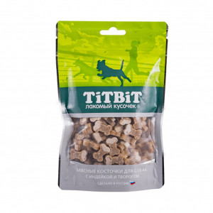 ПР0054785 Лакомство для собак Косточки мясные с индейкой и творогом 145г TITBIT