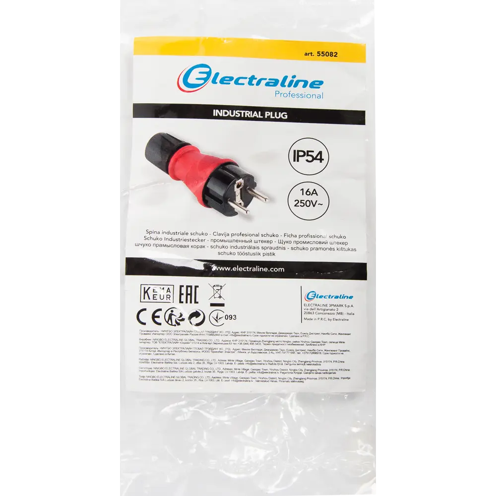 Вилка ELECTRALINE плоская для мебели с заземлением 16А 82924114 STLM-1102077 - Вид №1