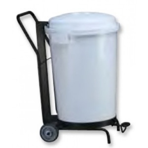 235024 DENOX Контейнер пластиковый белый с крышкой с педалью с тележкой на колесах 95 л. Белый
