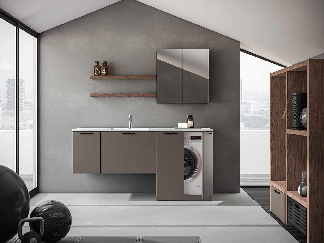 Шкаф для стиральной машины со стиральной машиной BMT Kosmo ARCH-00053876