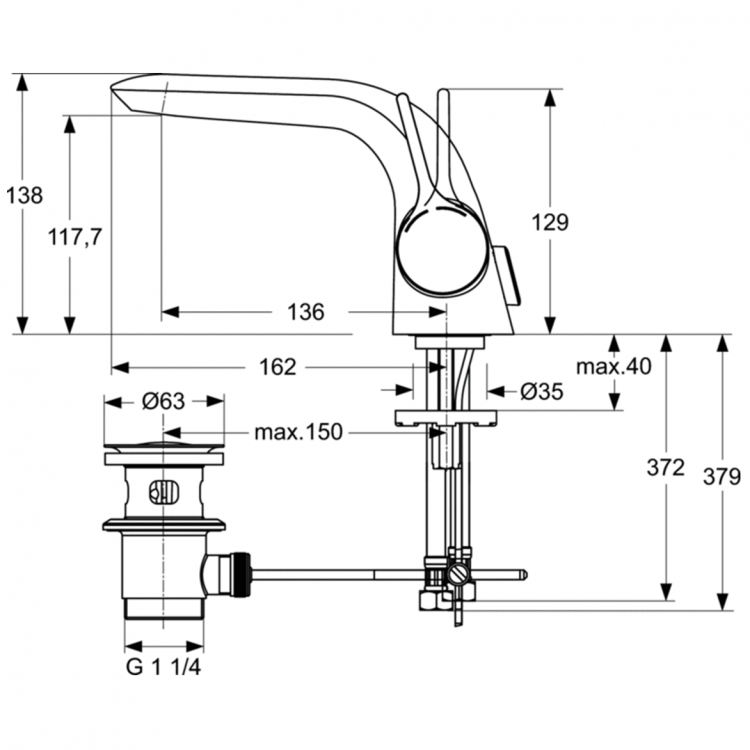 A4260AA Смеситель для раковины Ideal Standard MELANGE - Вид №4