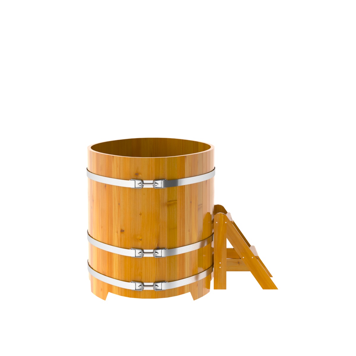 2270 Купель овальная из лиственницы Рустик 0,92х1,66х1,0 натуральная Alyarus  - Вид №3