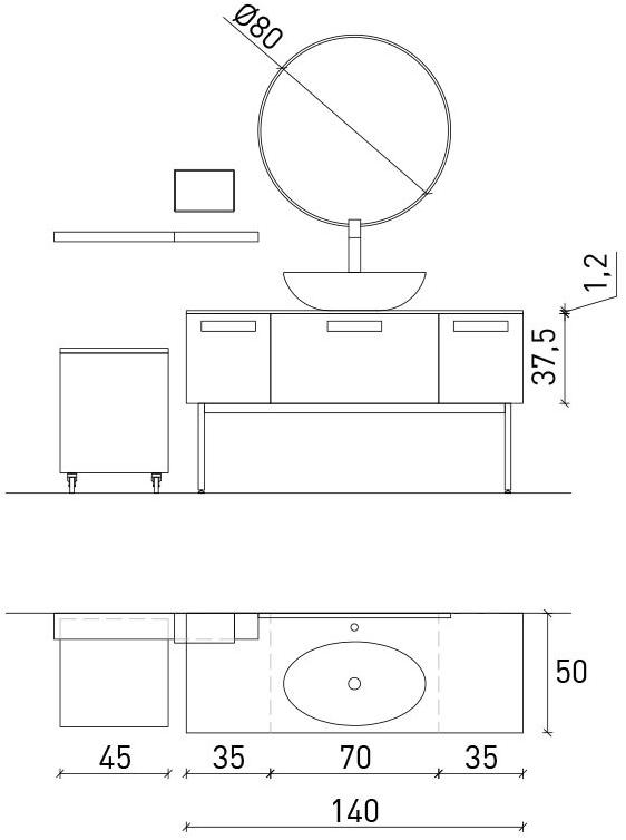 Archeda Тумба под умывальник из дерева с зеркалом Essenze sun-id-1440587 - Вид №4