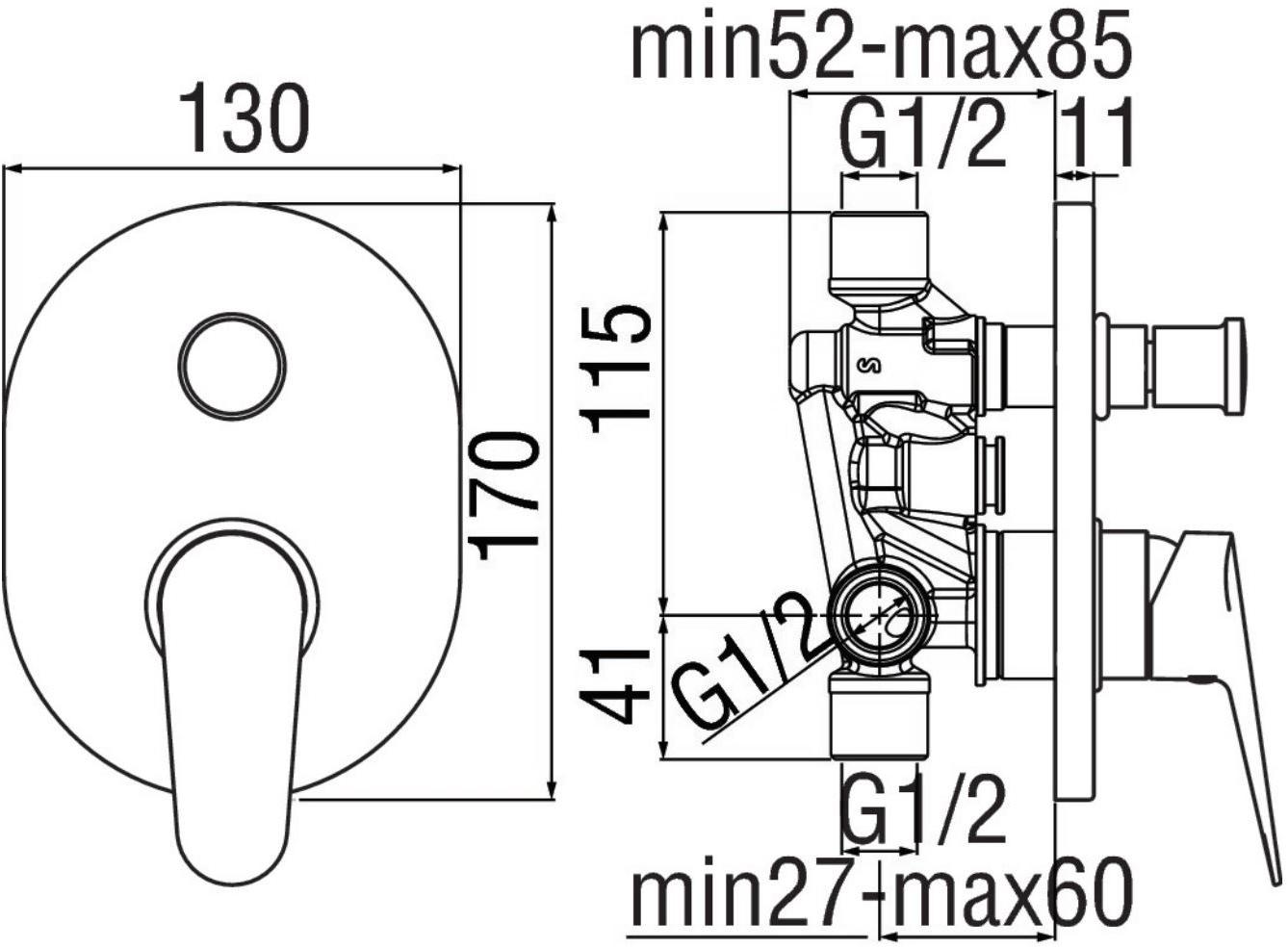 Nobili Rubinetterie Смеситель для душа с переключателем Blues Bs101100cr - Вид №1
