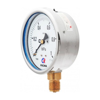 TM-520P.0416 Манометр TM520P из нержавеющей стали с нижним подключением Valtec 1/2", 0-16 бар  - Вид №1