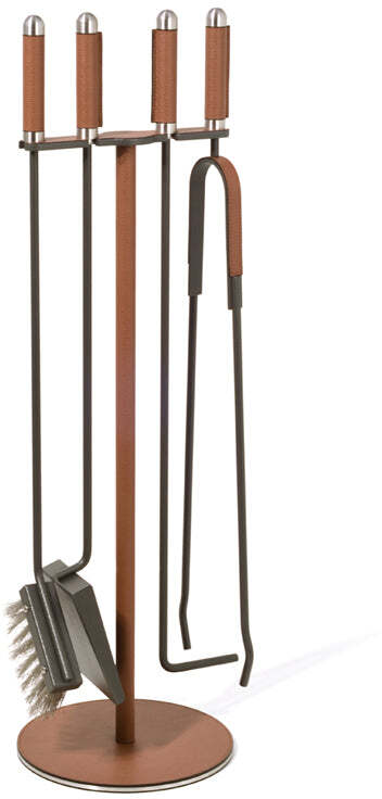 Каминный комплект - Ø 21XH71 см / зернистая кожа_серо-коричневый