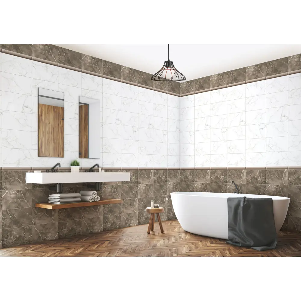 Комплект панелей ПВХ Темно-бежевый Мрамор 8 мм 2700х375 мм 2.025 м² 2 шт VENTA STLM-2050110 - Вид №3