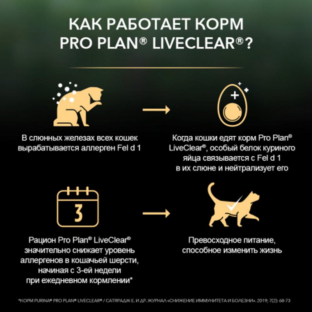 ПР0053589 Корм для кошек LiveClear для стерилизованных снижает количество аллергенов в шерсти, индейка сух. 1,4 кг Pro Plan  - Вид №3