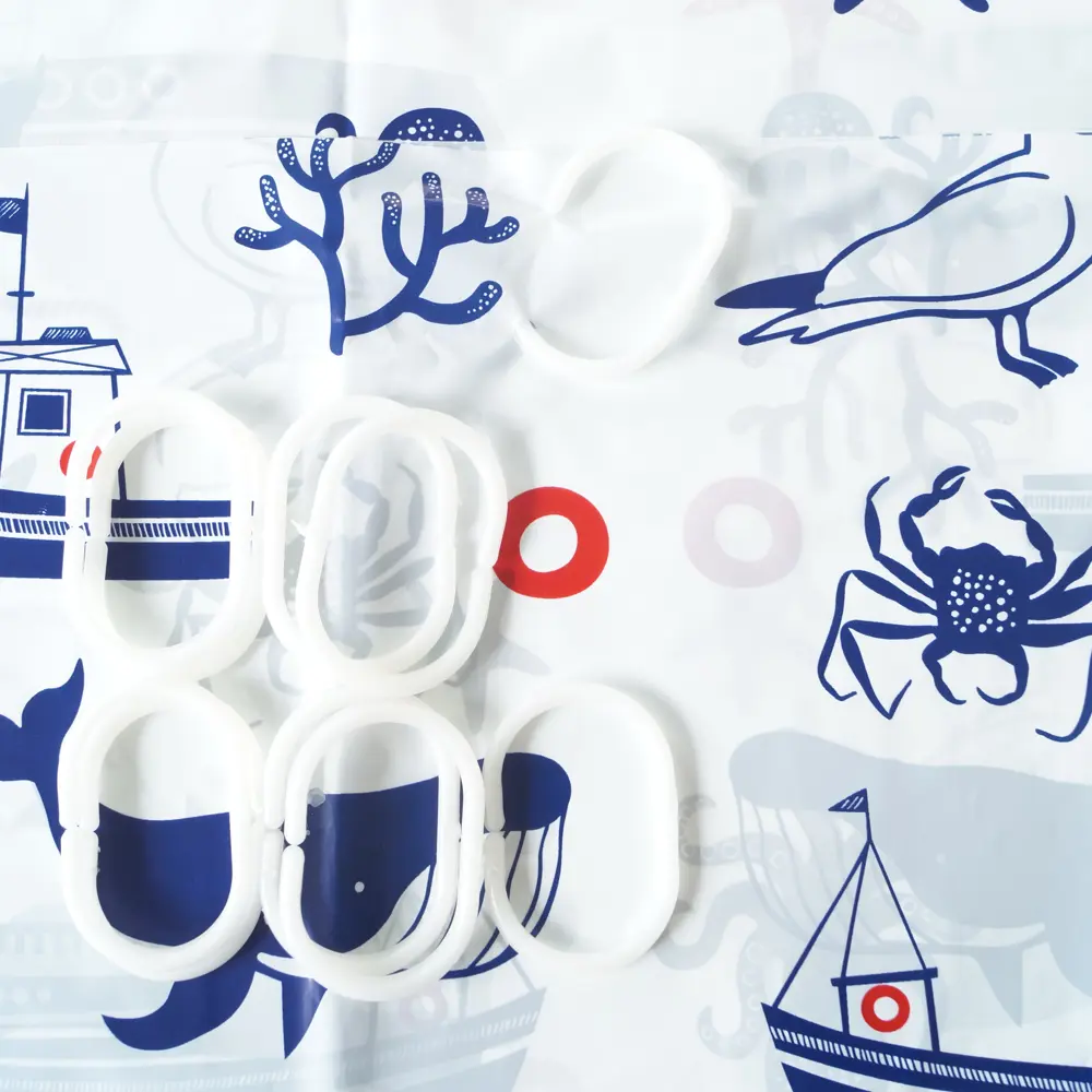 Штора для ванны Вилина Гавань с кольцами 180x180 см, полиэтилен, цвет белый Штора из полиэтилена STLM-2124816 - Вид №6