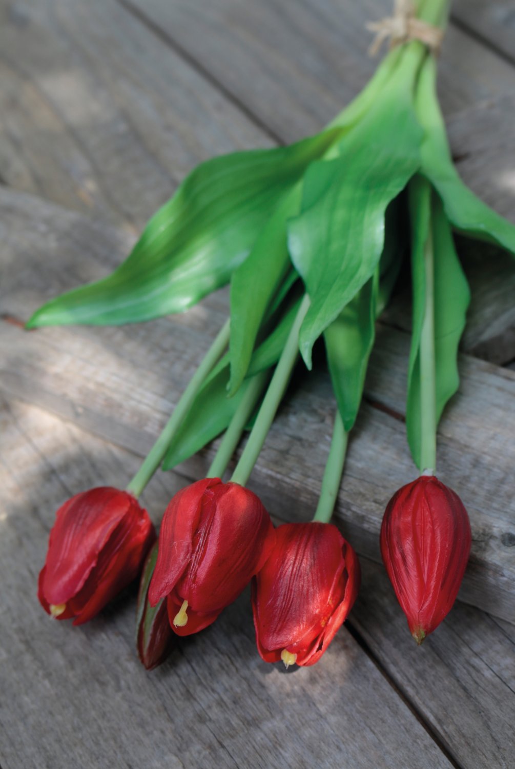 2952 444 a3 Искусственный букет тюльпанов, 5-цветков, 37 см, красный H-andreas  - Вид №2