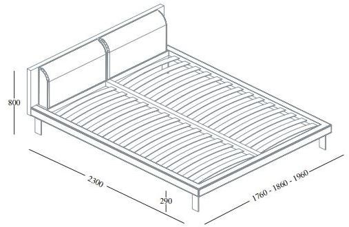 EmmeBi Двуспальная кровать из кожи с обитым изголовьем sun-id-1505360 - Вид №3