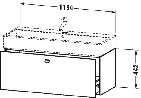 BR405701818 Тумбочка подвесная Brioso #BR4057 1184 x 459 мм Белый матовый, декор Duravit - Вид №1
