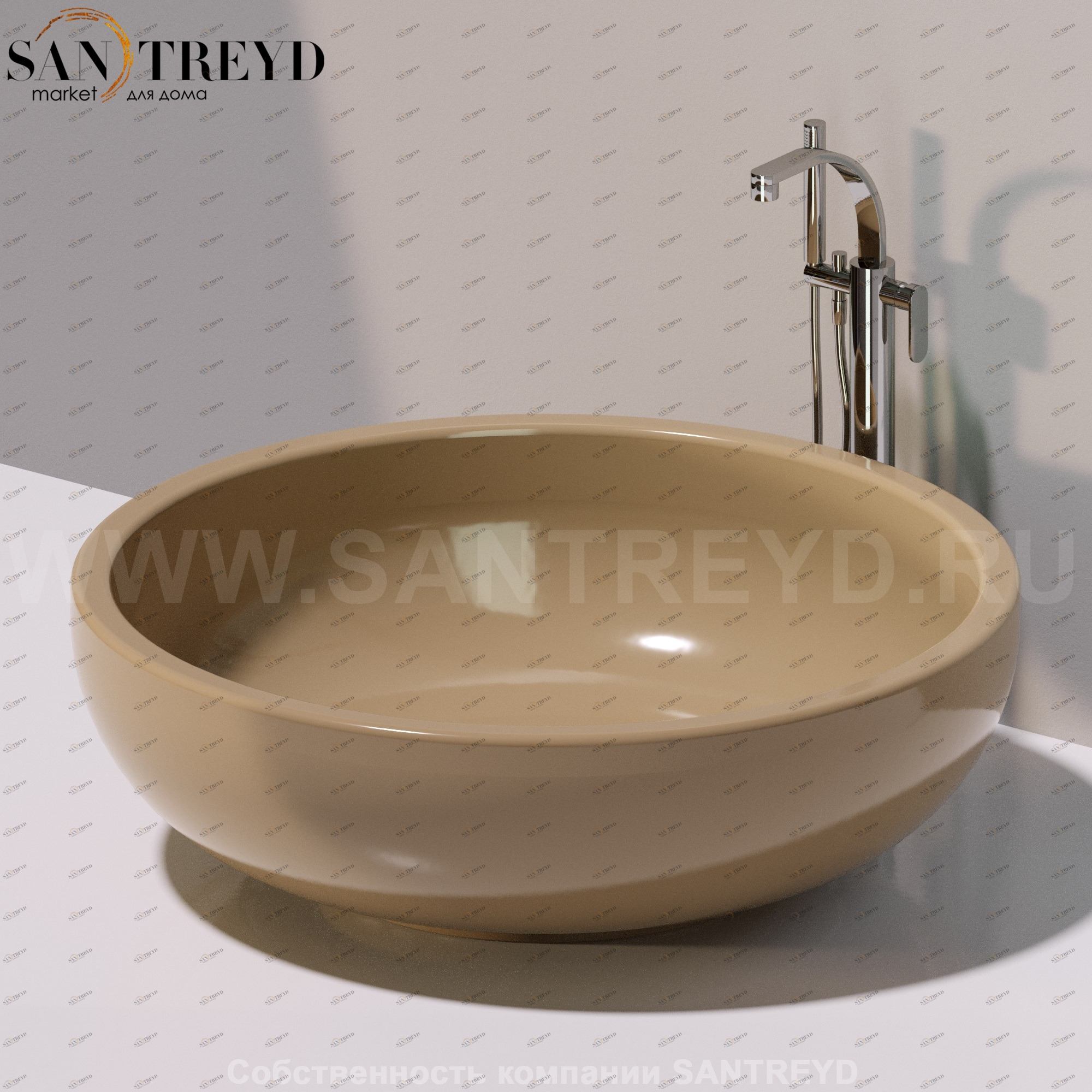 Flaminia FONTANA Ванна свободностоящая 135 см коричневая FN135.7503 Ceramica Flaminia Fonte FN1357503