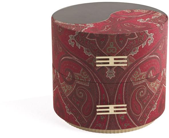 ETRO Home Interiors Тумбочка прикроватная круглая тканевая с ящиками Sharp E.sha.321.a - Вид №1