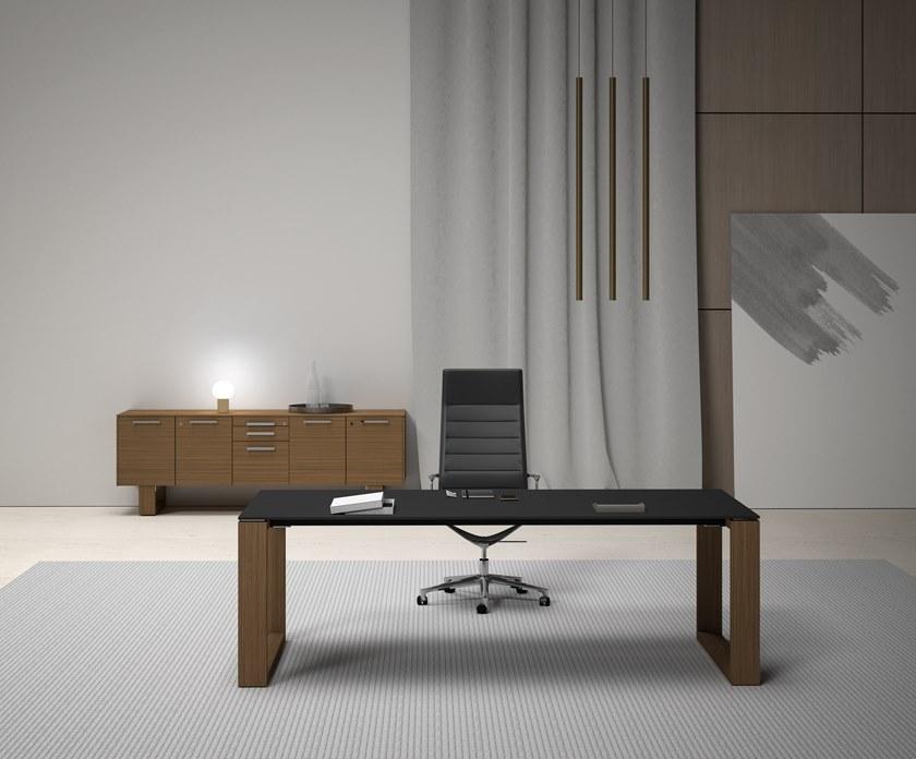 Bralco Прямоугольный лакированный деревянный письменный стол в современном стиле Arche sun-id-1458418 - Вид №3