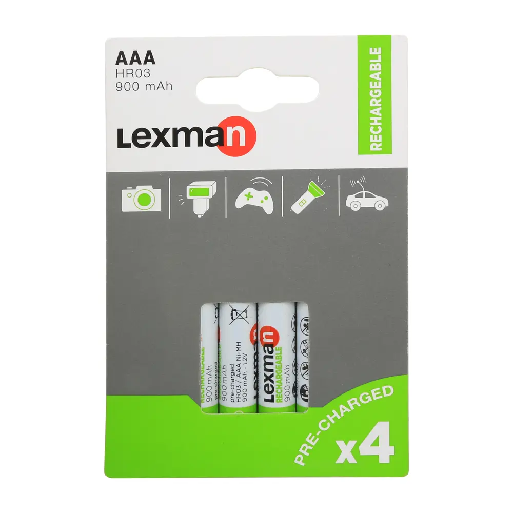 Аккумуляторная батарейка Lexman AAA (HR03) Ni-Mh 900 мАч 4 шт STLM-2153094