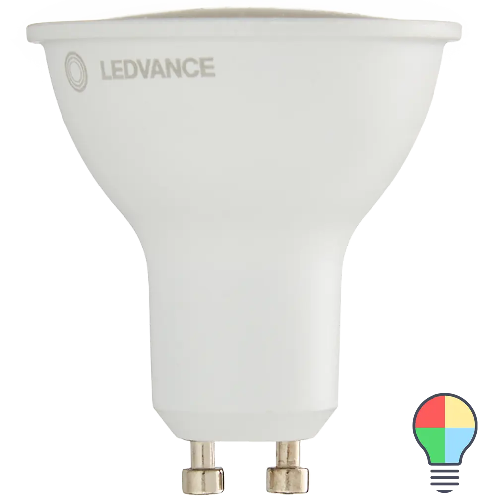 Лампа умная светодиодная Wi-Fi Ledvance Smart Plus GU10 220-240 В 5 Вт спот прозрачная 350 лм, изменение цвета RGB STLM-2180850