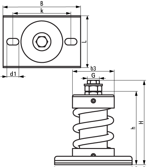 2801901500 VibraTek® MS-1X-CBL Spring Mount high performance spring isolator for use with A-L1 welding bracket and concrete inertia base frames walraven  - Вид №1