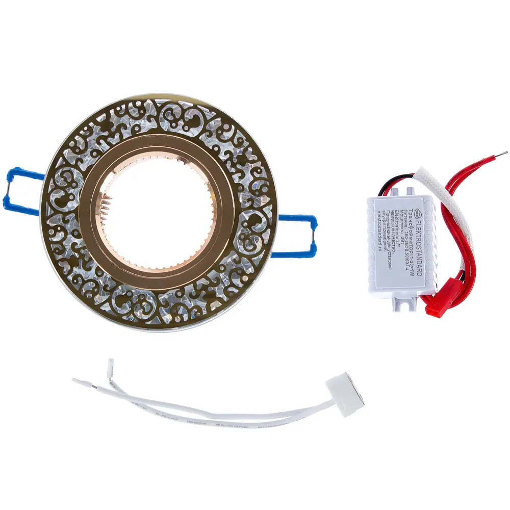 Спот точечный встраиваемый Vetro Luce с LED-подсветкой, GU5.3, 50 Вт, 1 м², цвет золото 16521484 STLM-2084472 Elektrostandard  - Вид №1