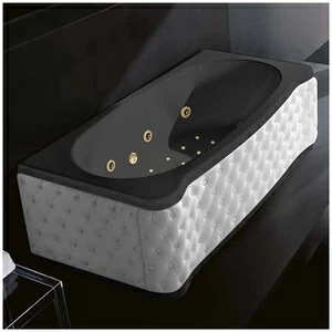 Ванна Gruppo treesse New Classic Young ATC-V674Q-DX-KB-CZ чёрная с золотой фурнитурой гидромассажем аэромассажем и дезинфекцией прямоугольная правая белая кожа