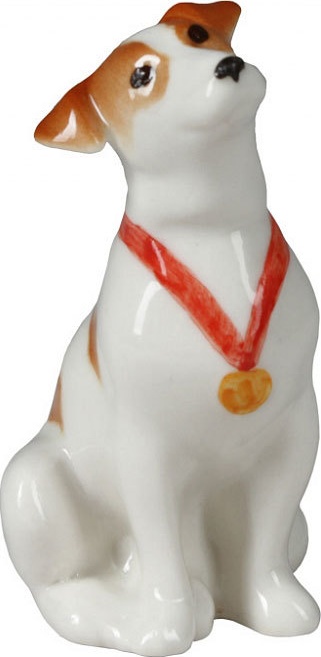 10574224 Императорский фарфоровый завод Скульптура "Джек-Рассел-Терьер Лео" Фарфор твердый 