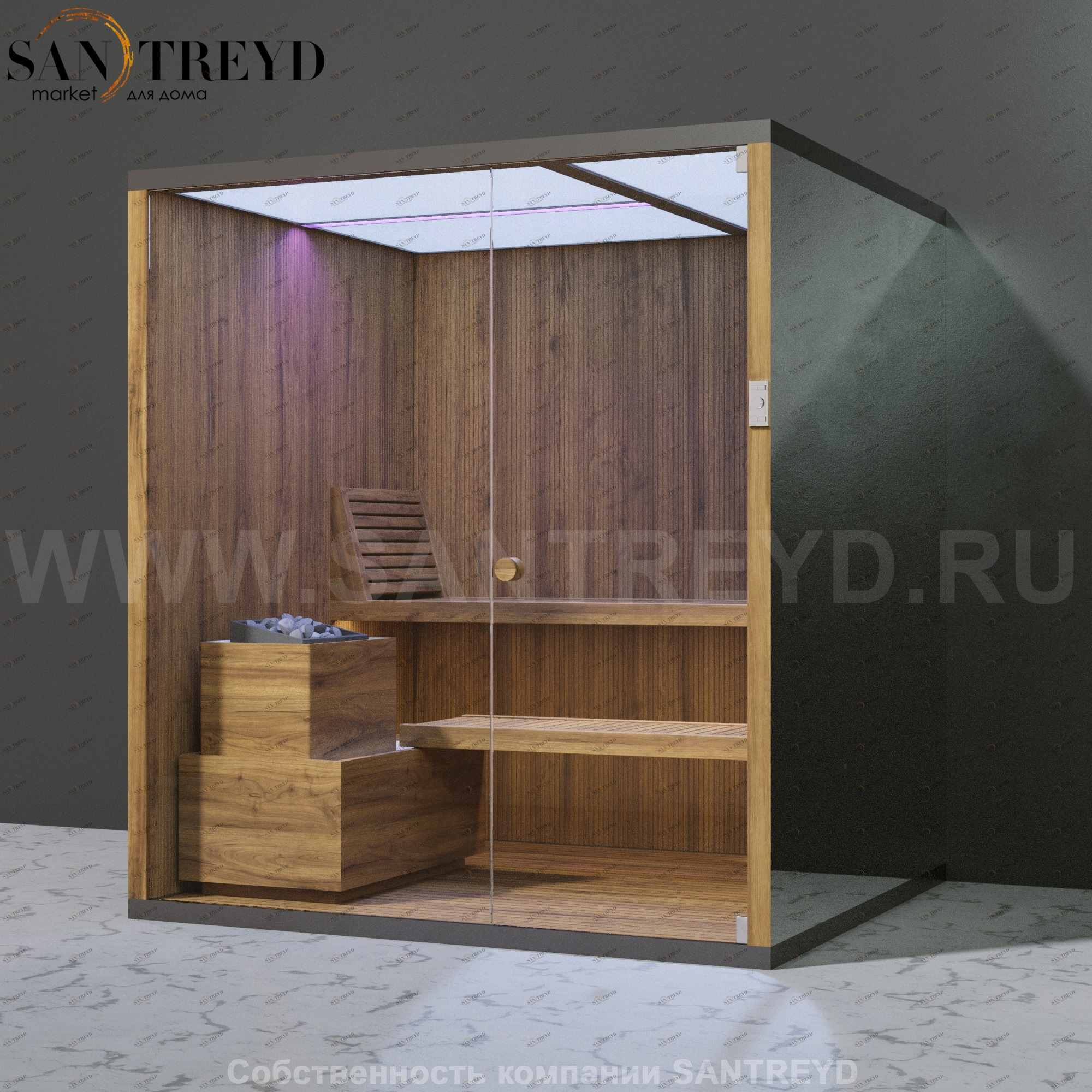 Effegibi BODYLOVE S BL20200007 Сауна. Установка: к стене. Мощность: 8 кВт макс. Размеры: длина 200 см, ширина 176 см. Отделка: термообработанная древесина и зеркало.