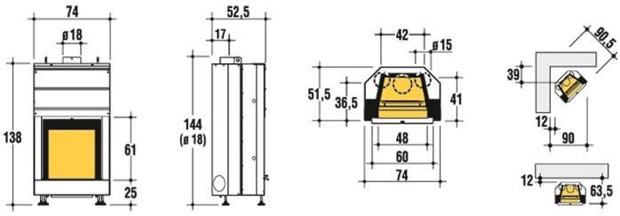 CAMINETTI MONTEGRAPPA Встроенный металлический камин на дровах Light sun-id-1399468 - Вид №1