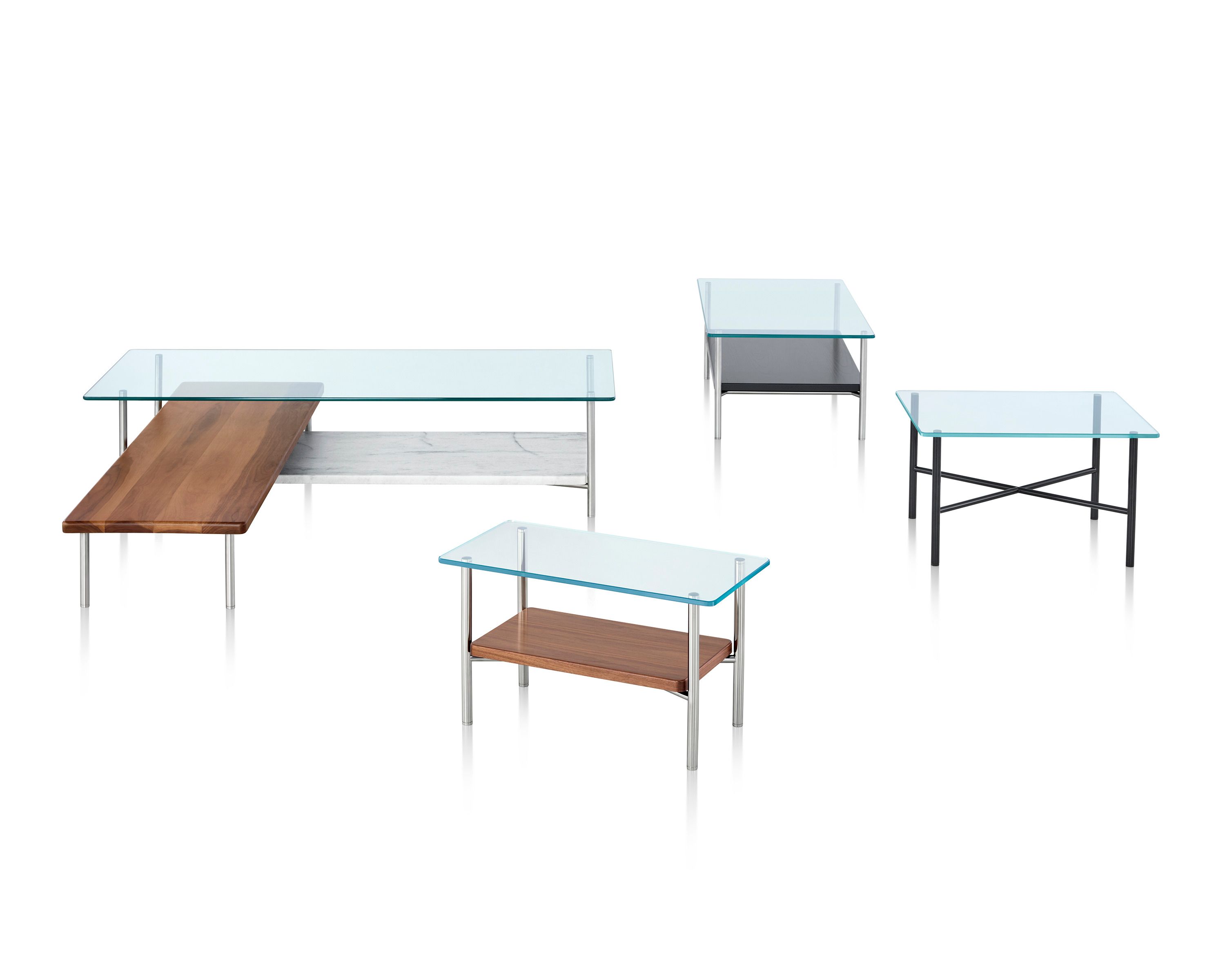 Прямоугольный стеклянный и металлический журнальный столик с полкой Herman Miller Layer ARCH-00004472 - Вид №3