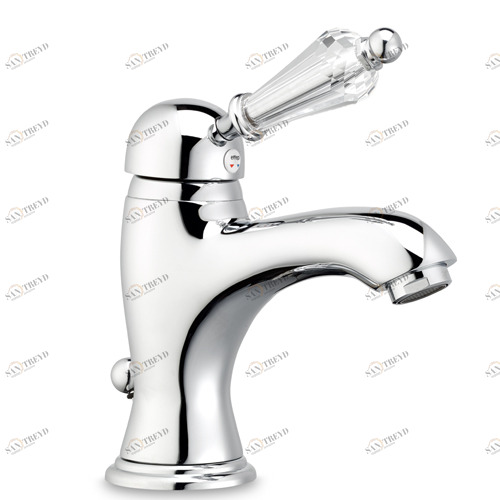 32032 Монокомандный смеситель для раковины с автоматическим донным клапаном, ручка Сваровски EFFEPI RUBINETTERIE Lares Diamante 