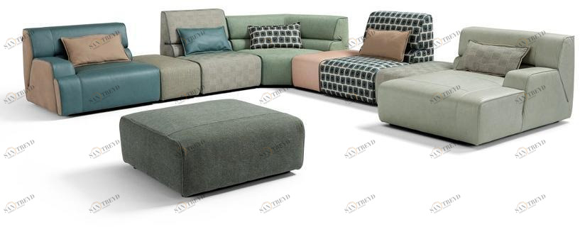 Egoitaliano Модульный диван из кожи и ткани Babouche sun-id-1434857