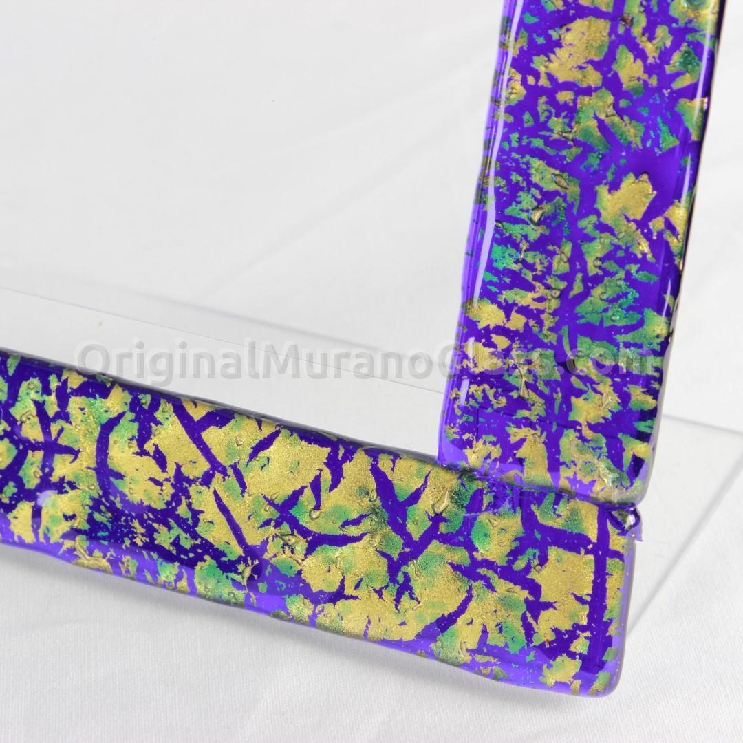349 ORIGINALMURANOGLASS Фоторамка синяя и золотая - blu e oro - муранское стекло OMG 14 см  - Вид №1