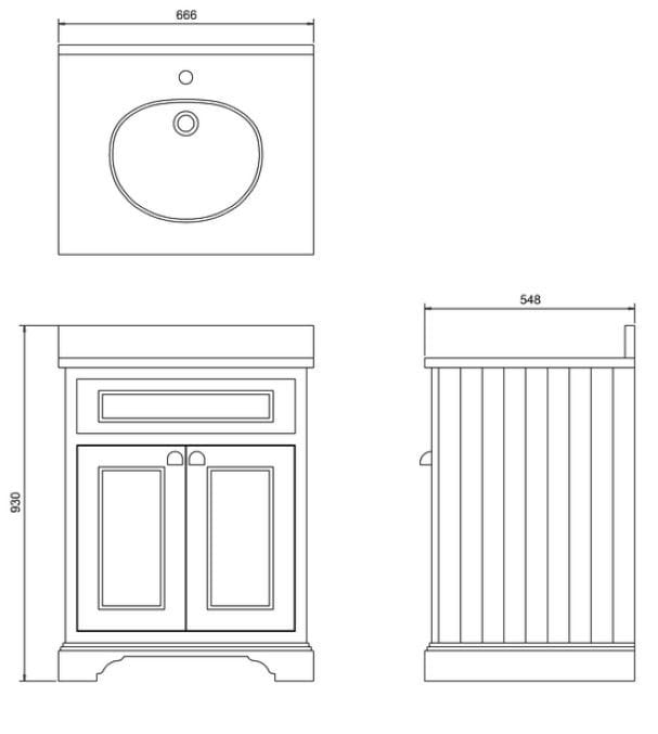 Деревянный одноместный напольный умывальник с дверцами Burlington MINERVA ARCH-00152940 - Вид №13
