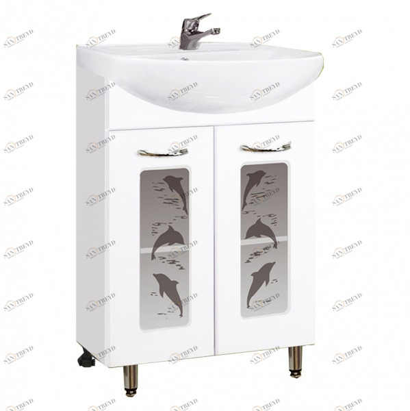 Тумба Эрика 500 дельфин 13355 с раков. ERICA ERI50 1 отв. белый (S-UM-ERI50/1/2) 019400 VAKO 232343