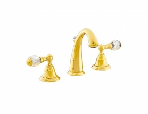 037601.000.00 Раковина с тремя отверстиями и кристаллами Swarovski Золото 24К