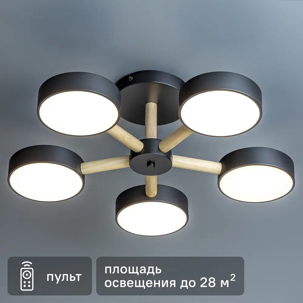 Люстра светодиодная «Scandia» 515917 с пультом управления 28 м² регулируемый белый свет цвет черный RITTER STLM-2003204