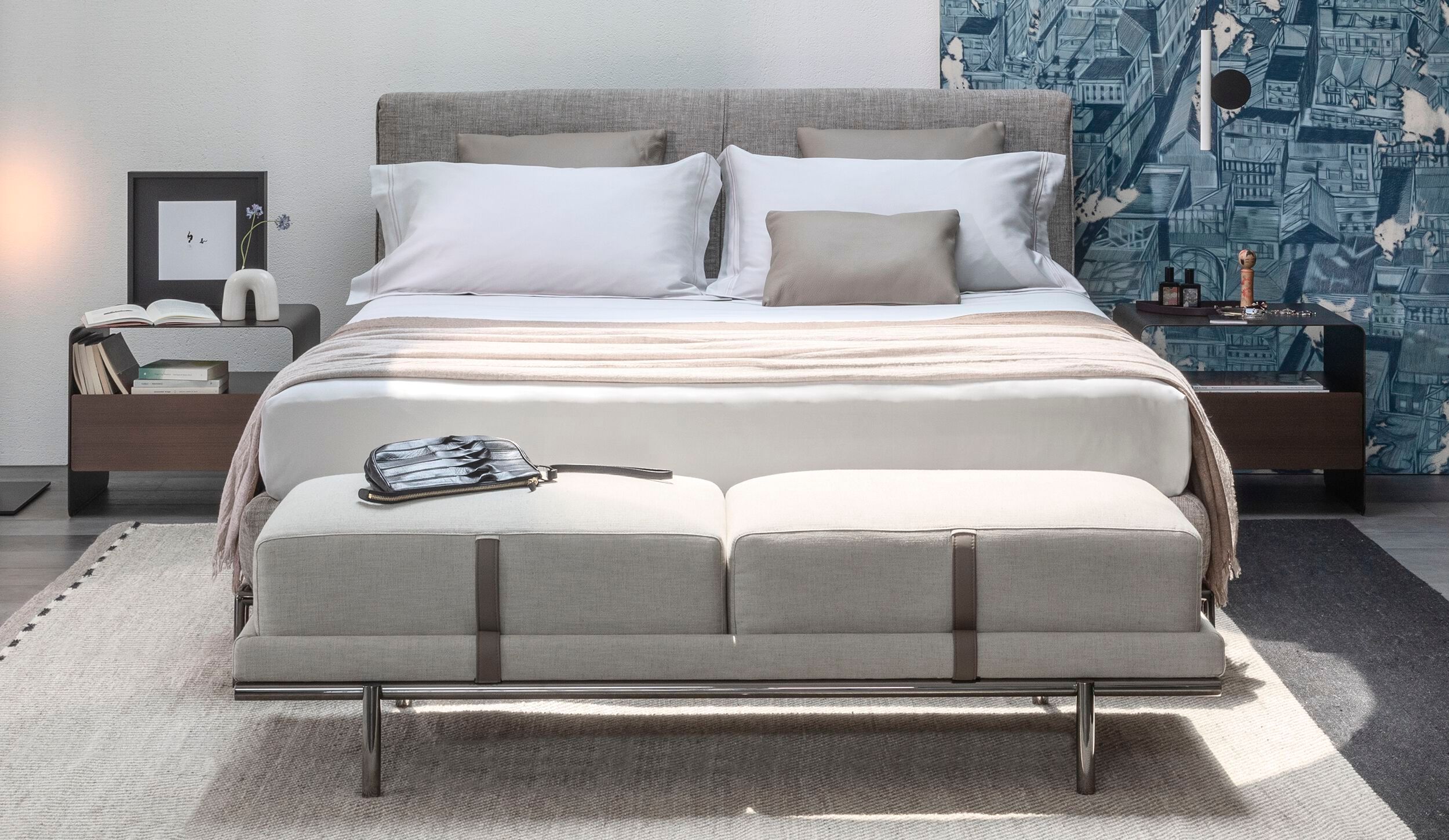 Мягкая скамейка из ткани Flou New Bond ARCH-00131097 - Вид №1