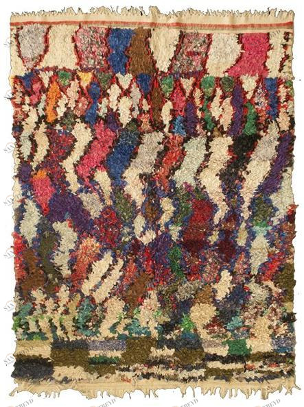 AFOLKI Прямоугольный шерстяной коврик с длинным ворсом и узором Boucherouite Taa1231be