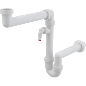 Сифон для мойки экономящий пространство со штуцером и с накидной гайкой 6/4"