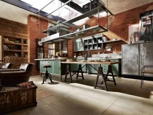 Marchi Cucine Встроенная кухня из нержавеющей стали с островом Loft