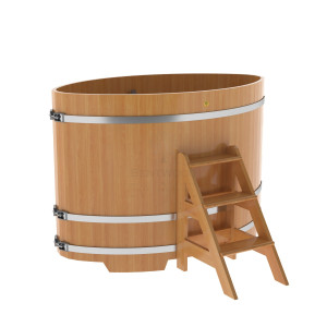 1171 Купель овальная из лиственницы 1,02х1,68х1,2 натуральная премиум Alyarus