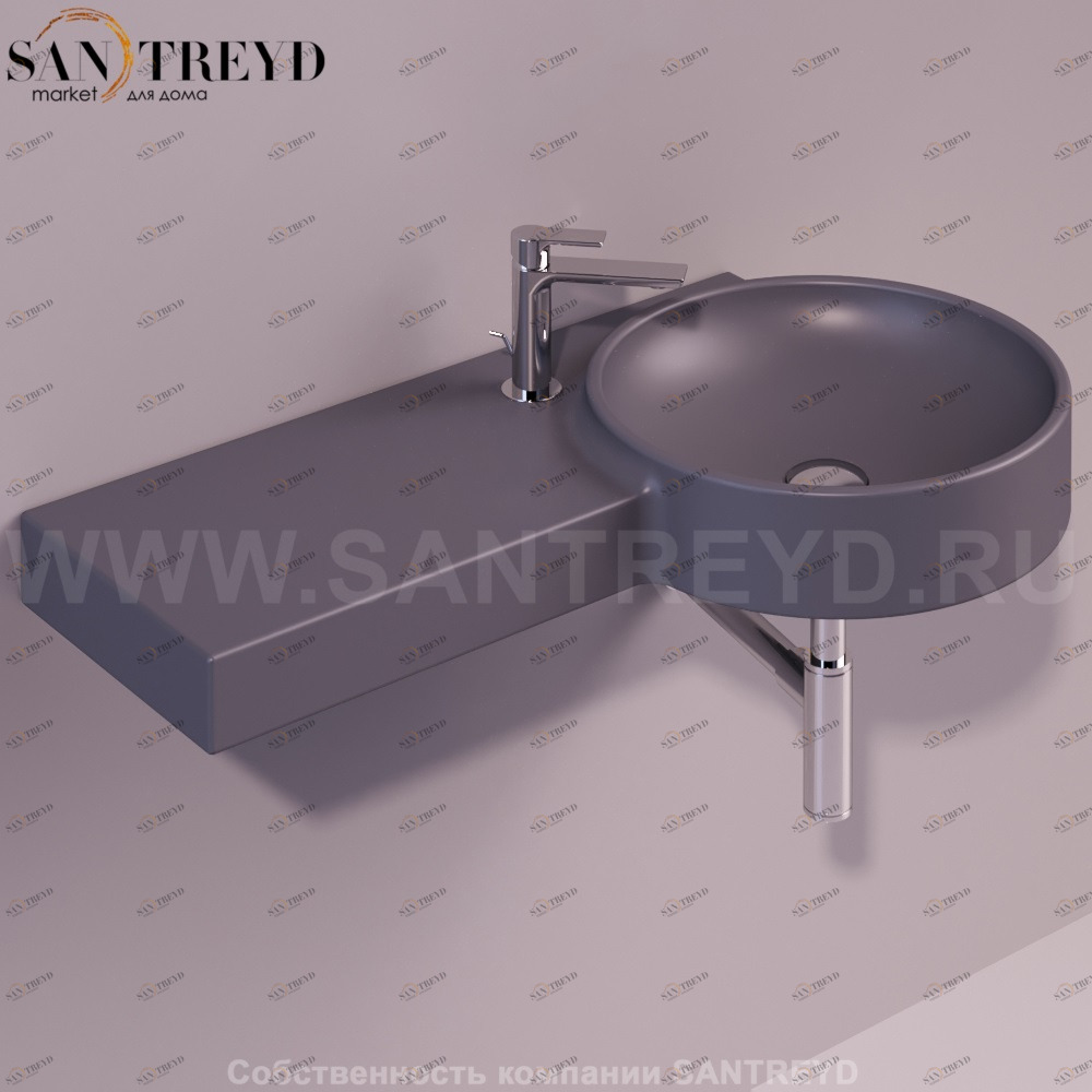 FL05ANTRACITEMATT Подвесная раковина настенная круглая Simas Flow черная