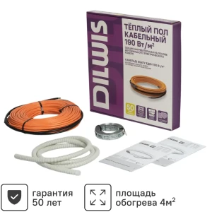 Нагревательный кабель для теплого пола DILWIS 4 м2 760 Вт