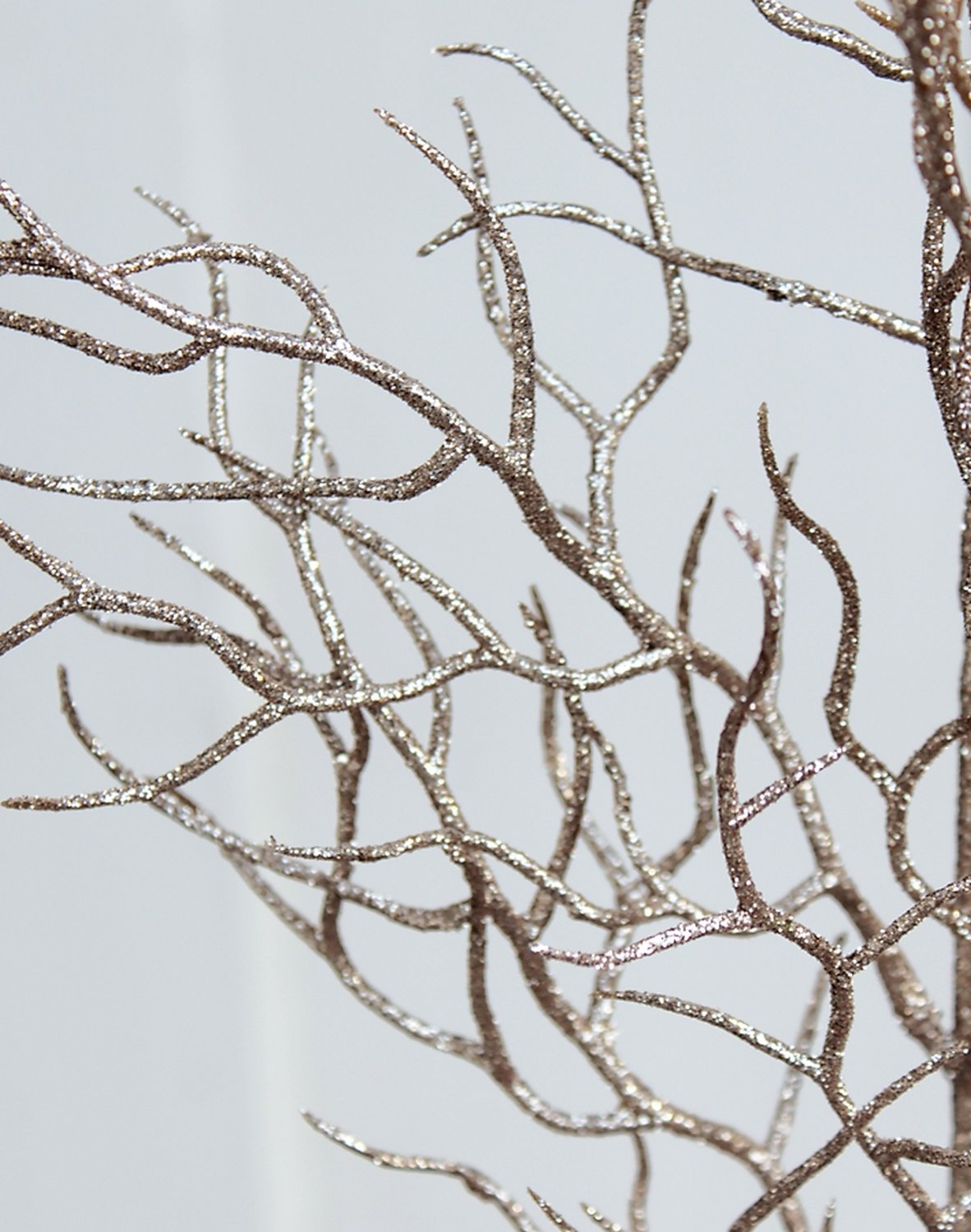 1448 394 a2 Ветка декоративная искусственная 'кудрявая' с глиттером, 78 см, шампанское-камелия H-andreas  - Вид №2