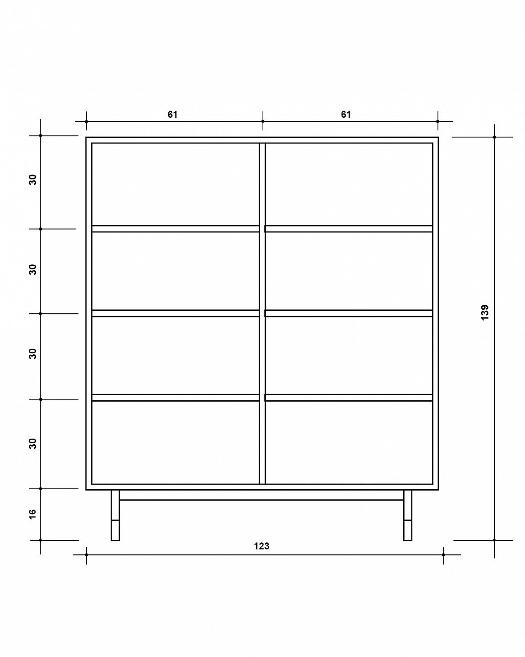 Шкаф для книг с 4 дверцами американский орех Impala ACWD IMPALA 00-3981939 Коричневый  - Вид №2