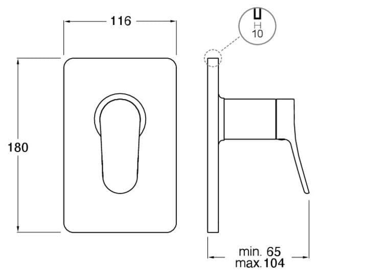 Однорычажный смеситель для душа с пластиной CRISTINA Rubinetterie бочка ARCH-00075672 - Вид №2
